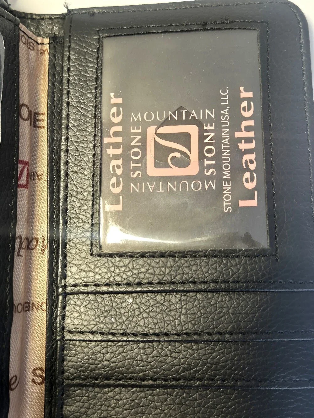 Stone Mountain Rose Bloom Zip Around Wallet Black Floral  Pebble Leather!